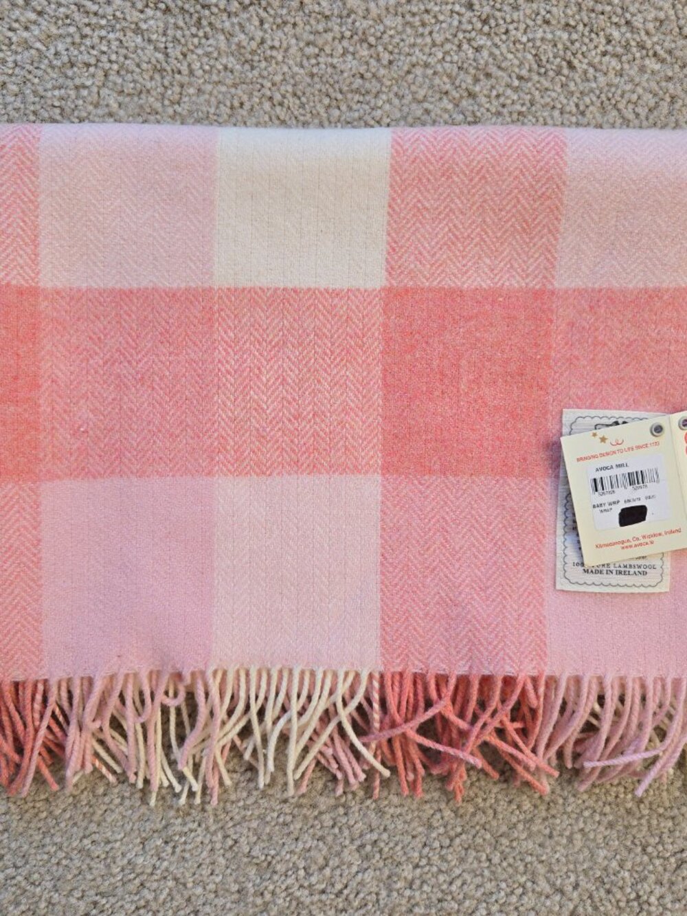 NWT Avoca Lap Blanket Throw Baby Wrap Pink Lambswool Herringbone Ireland - Picture 7 of 9